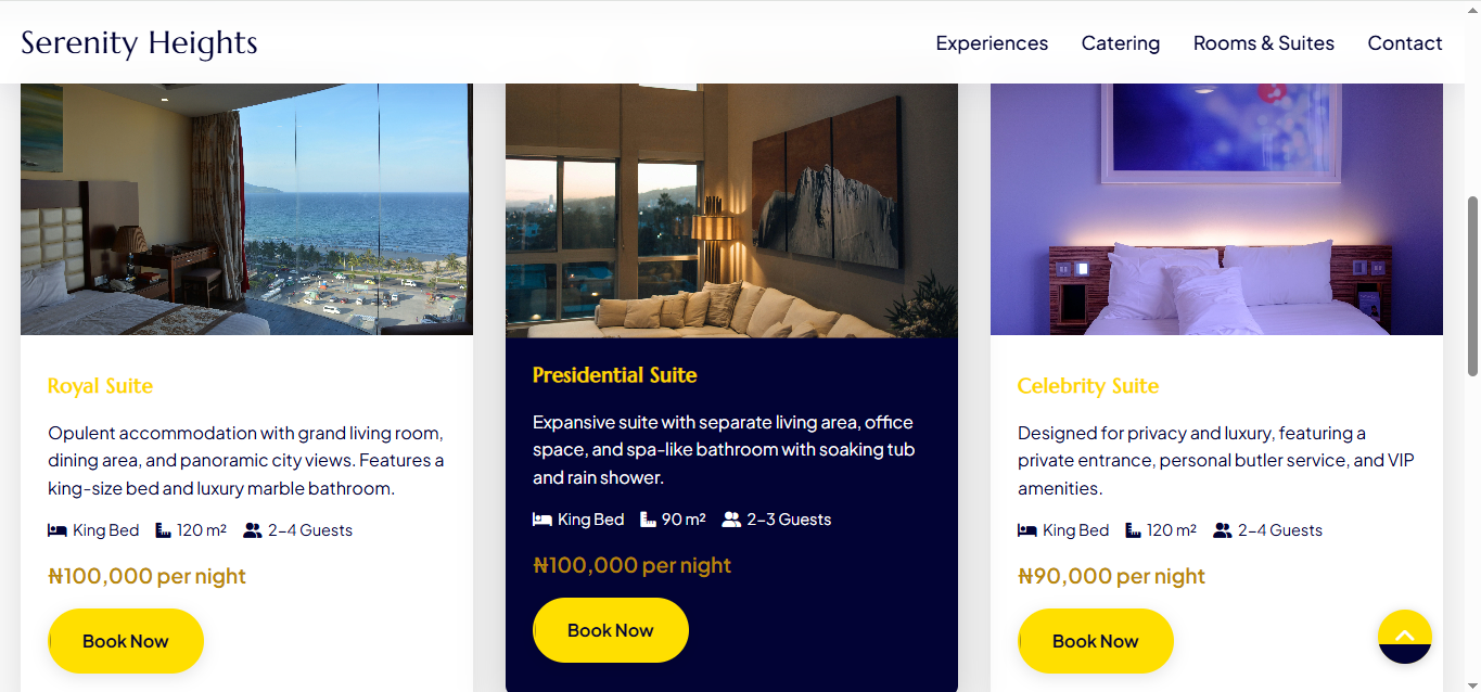 Serenity Heights Hotel Website Project